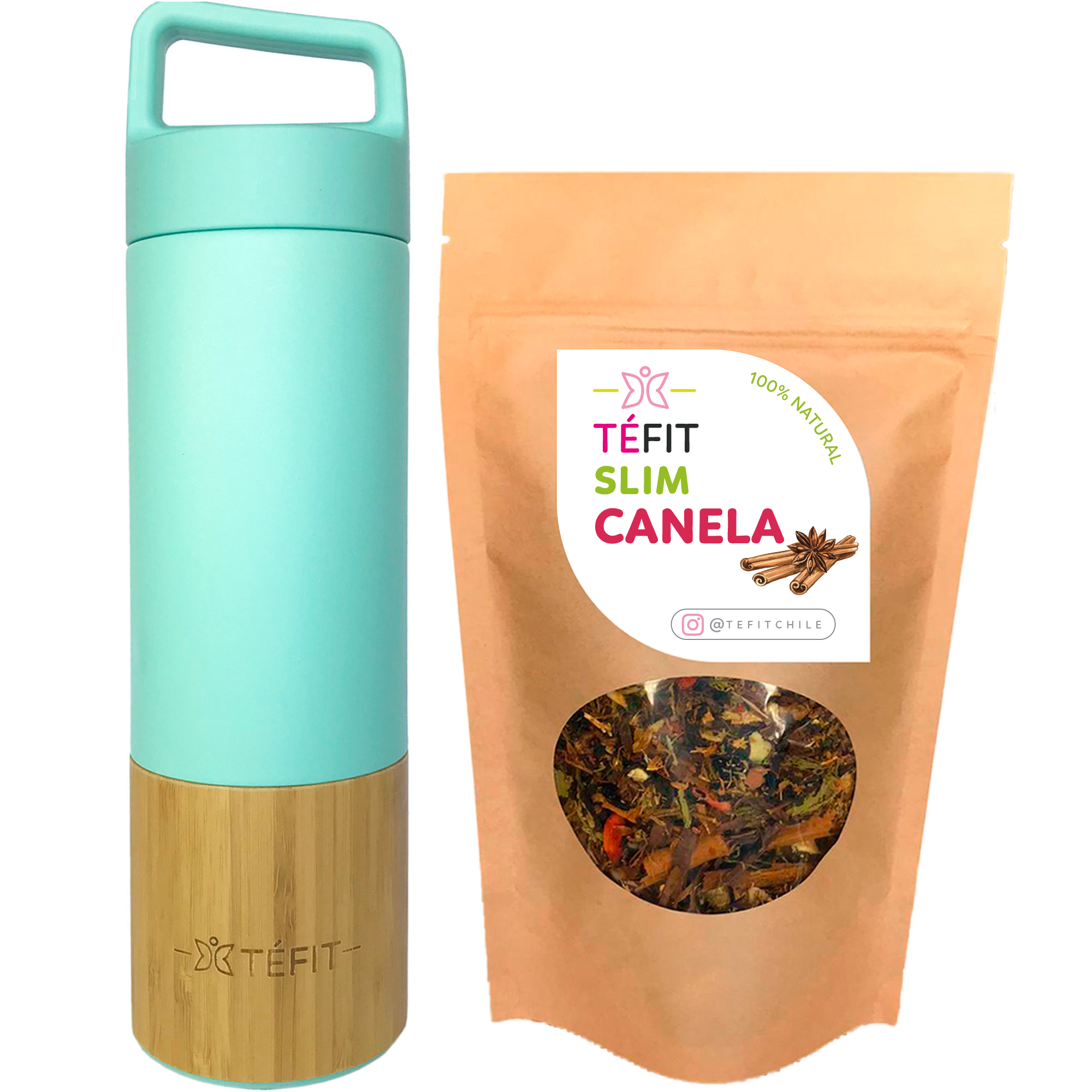 KIT SLIM CANELA + TERMO TURQUESA