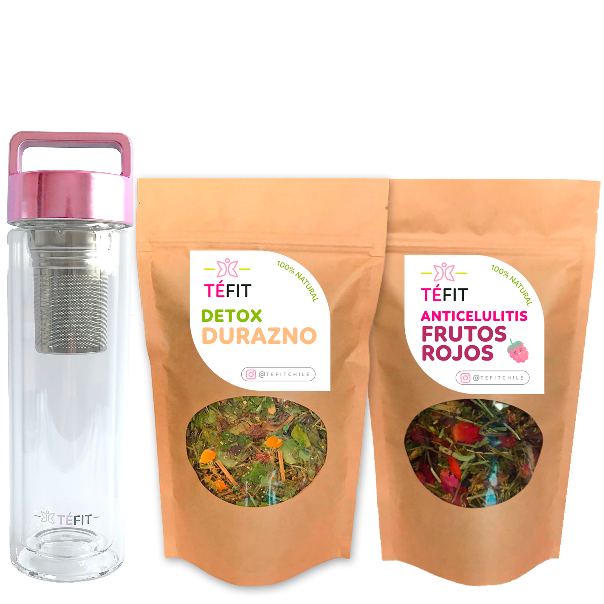 PLAN DETOX DURAZNO Y FRUTOS ROJOS + TERMO INFUSOR ROSE